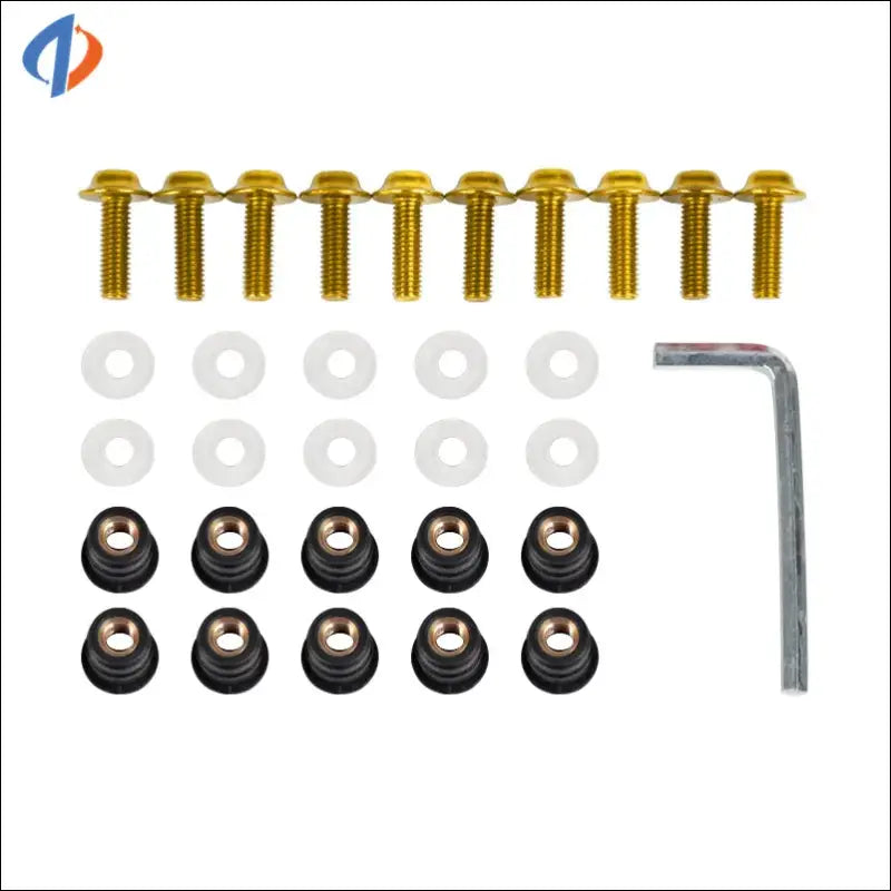 10-teiliges Windschild-Befestigungsset für Aprilia RS 660 / RSV4 | Schrauben & Muttern - 5mm-Gold / Standard