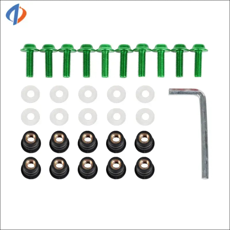 10-teiliges Windschild-Befestigungsset für Aprilia RS 660 / RSV4 | Schrauben & Muttern - 5mm-Green / Standard