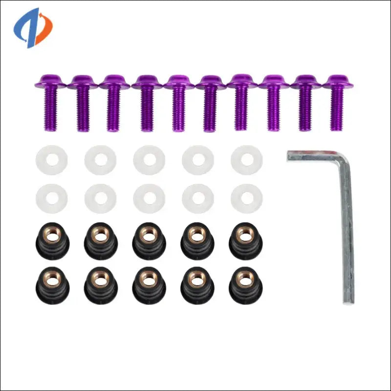 10-teiliges Windschild-Befestigungsset für Aprilia RS 660 / RSV4 | Schrauben & Muttern - 5mm-Purple / Standard