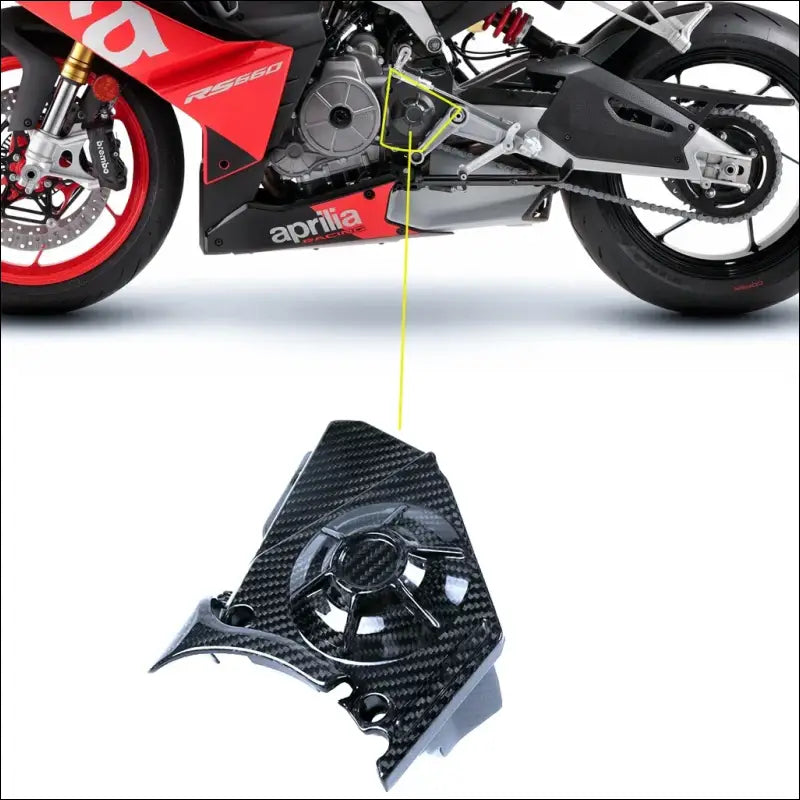 Aprilia RS660 2021-2022 Carbonfaser Ritzelabdeckung - Twill Glossy Black