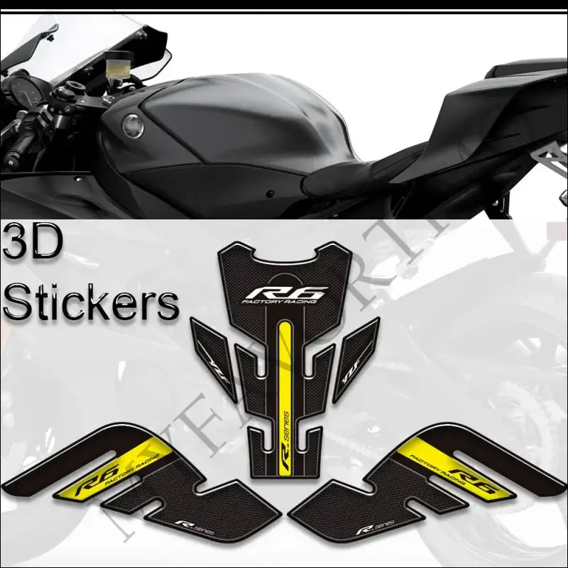 Aufkleber für Yamaha YZF-R6 (2017–2024) | Tank Pad Seiten-Grips Gas- Benzin- und Öl-Schutzkleber Knie-Schutz
