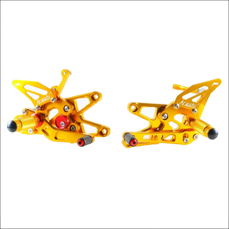 CNC Verstellbare Fußrastenanlage für BMW S1000RR (2009–2014) / S1000R (2010–2016) - Front-Gold