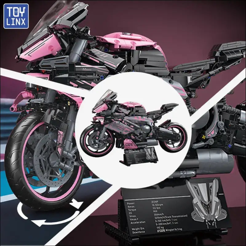 Cyberpunk Motorrad Bausatz Neon Pink Racing Bike