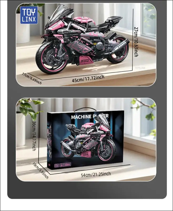 Cyberpunk Motorrad Bausatz Neon Pink Racing Bike
