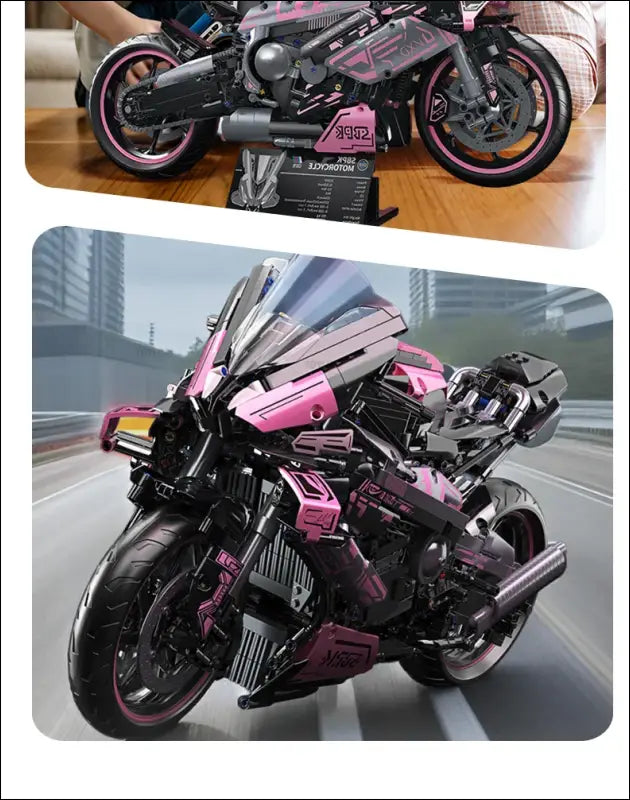 Cyberpunk Motorrad Bausatz Neon Pink Racing Bike