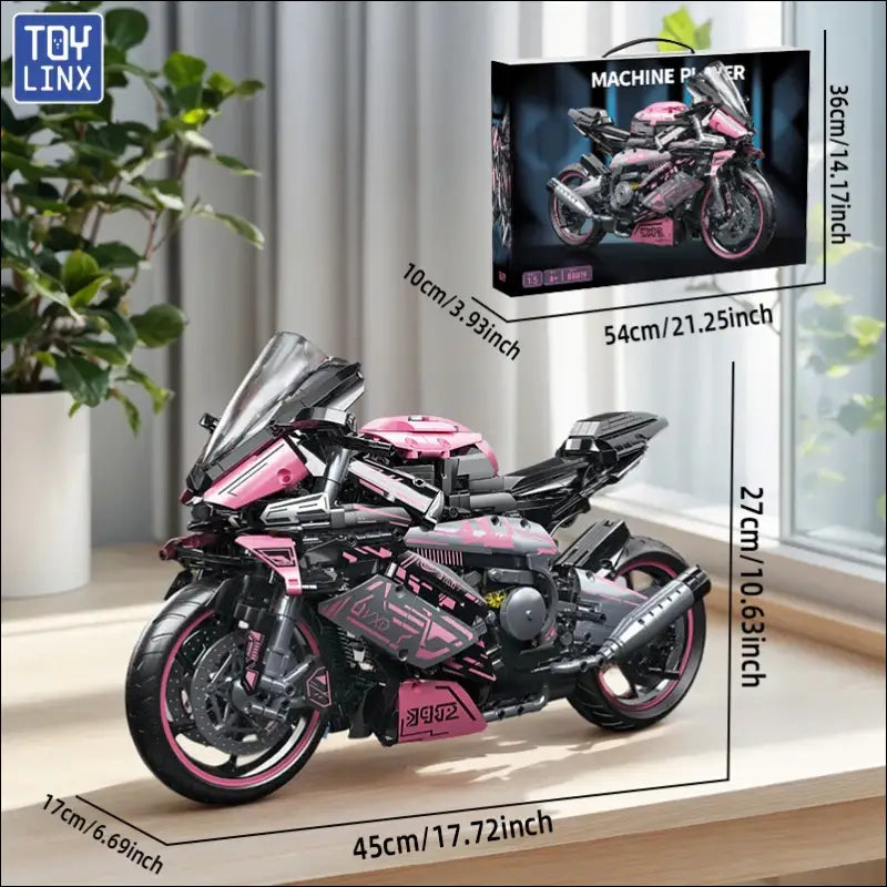 Cyberpunk Motorrad Bausatz Neon Pink Racing Bike