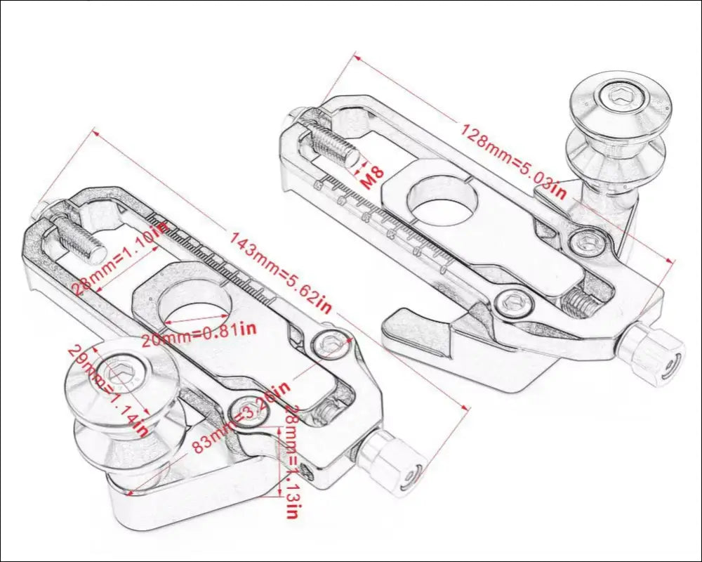 Honda CBR650R 2019-2020 Kettenadjuster Spool Spannern Präzise Kettenspannung