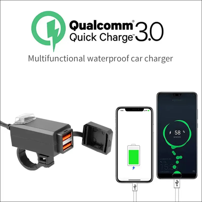 Motorrad USB-Ladegerät | 12V Schnelllade-Adapter wasserdicht mit Ein/Aus-Schalter