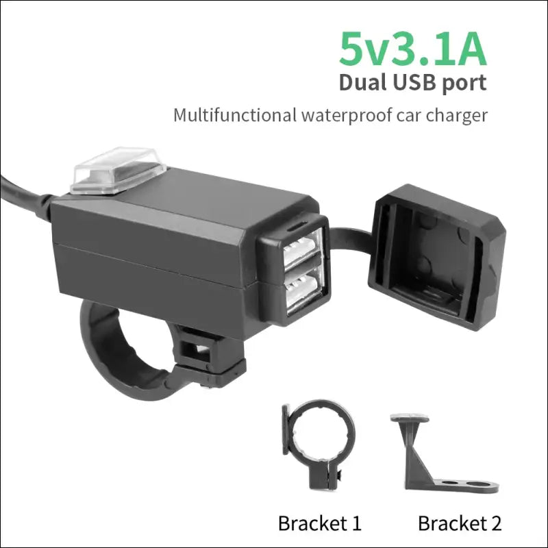 Motorrad USB-Ladegerät | 12V Schnelllade-Adapter wasserdicht mit Ein/Aus-Schalter - 5V 3.1A