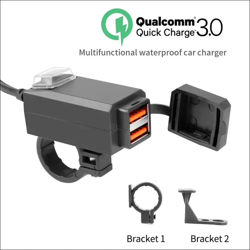 Motorrad USB-Ladegerät | 12V Schnelllade-Adapter wasserdicht mit Ein/Aus-Schalter - QC3.0