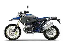 BMW HP2 Enduro Motorrad in Blau und Schwarz mit Offroad-Design.