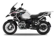 BMW R1250GS Adventure-Motorrad in Schwarz-Weiß-Farbgebung.