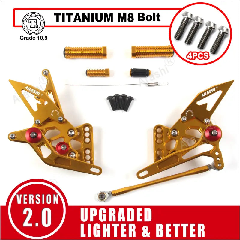 CNC-verstellbare Fußrastenanlage für Suzuki GSX-R1000 K5 K6 (2005-2006) - Gold with M8 Bolt / Standard