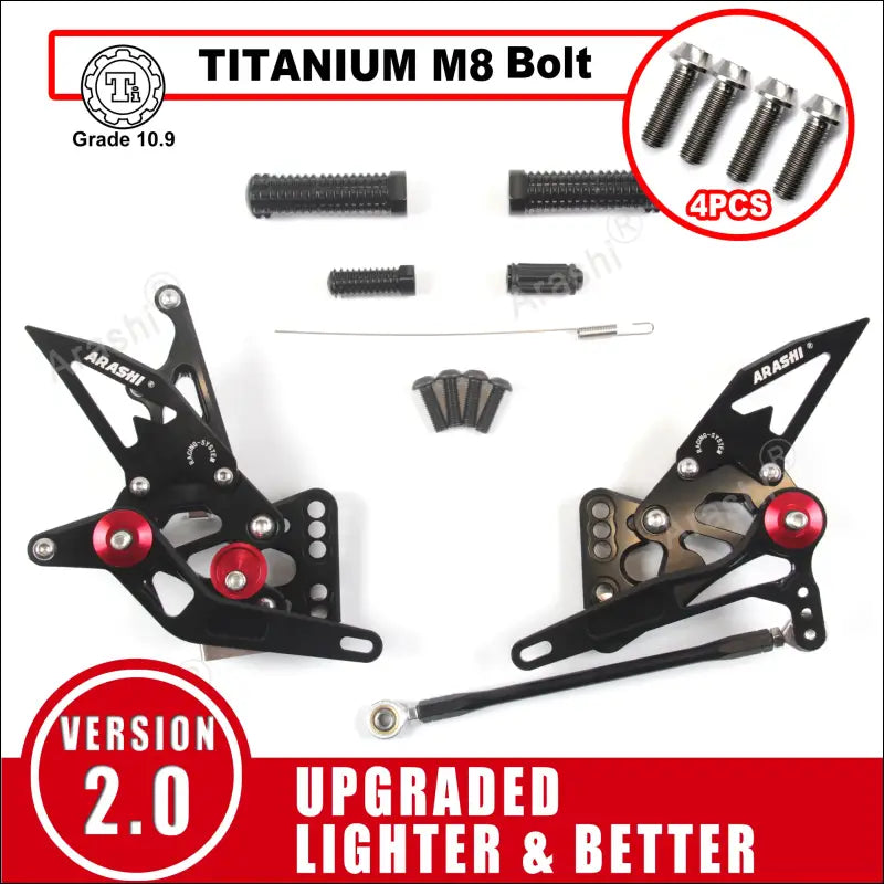 CNC-verstellbare Fußrastenanlage für Suzuki GSX-R1000 K5 K6 (2005-2006) - Black with M8 Bolt / Standard