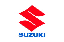 Logo des Automotive-Unternehmens Suzuki in Rot und Blau mit einem stilisierten 'S'-Symbol.