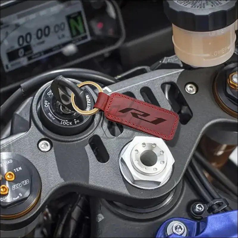 Schlüsselanhänger aus Echtleder für Yamaha YZF-R1 | Hochwertiger Motorrad Schlüsselring