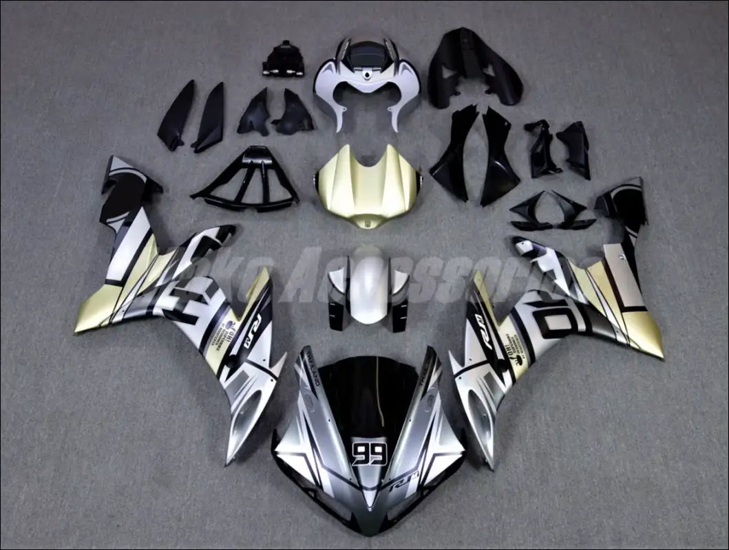 Verkleidungskit für Yamaha YZF-R1 (2004-2006) | ABS Set in Grau Schwarz & Champagnergold - Standard