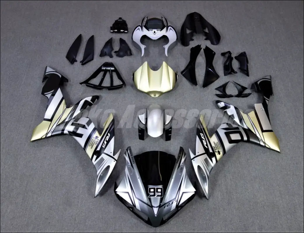 Verkleidungskit für Yamaha YZF-R1 (2004-2006) | ABS Set in Grau Schwarz & Champagnergold - Standard