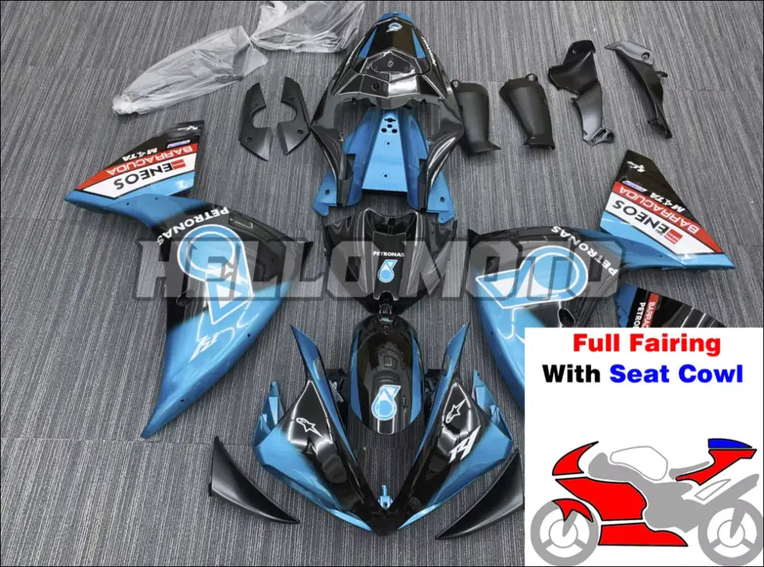Verkleidungsset für Yamaha YZF-R1 (2009-2014) Schwarz Blau - With Seat Cowl