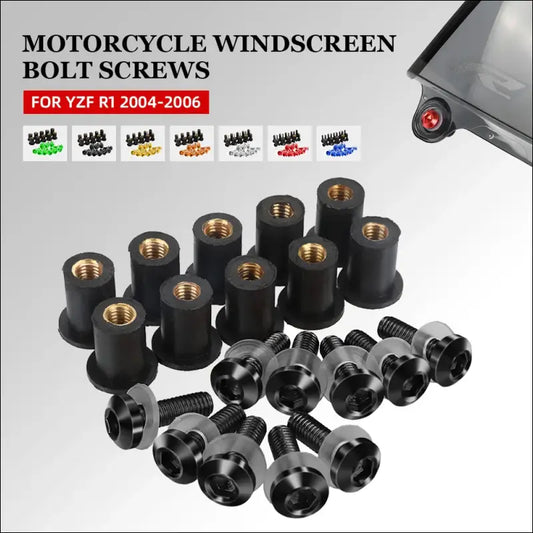 Windschild-Schrauben Set M5 für Yamaha YZF-R1 (2004-2006) | 10-teiliges Befestigungsset für Windschutzscheibe