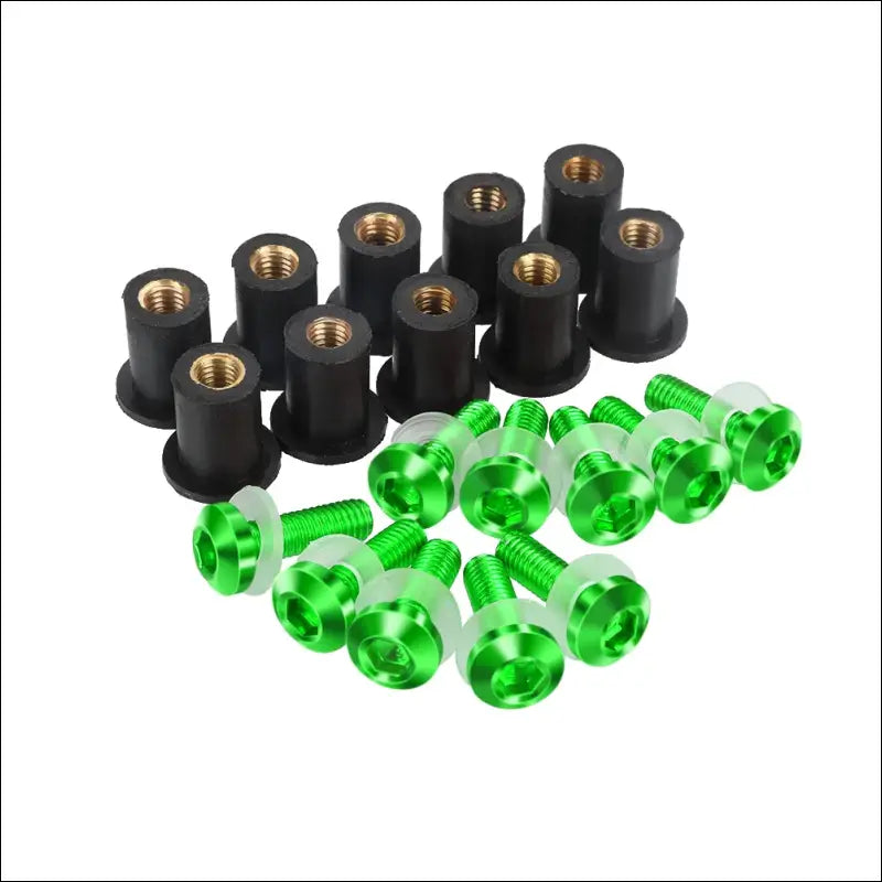 Windschild-Schrauben Set M5 für Yamaha YZF-R1 (2004-2006) | 10-teiliges Befestigungsset für Windschutzscheibe - green