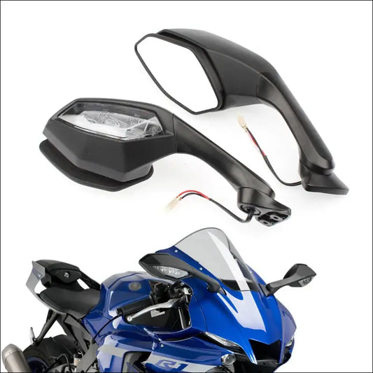 Yamaha YZF-R1 Schwarze Motorrad Rückspiegel mit integrierten Blinkern - Standard